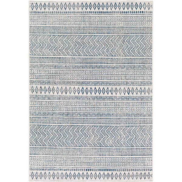 The Curated Nomad Allegheny Indoor/ Outdoor Bohemian Stripe Area Rug - 6'7" x 9' - Black | Bed Bath & Beyond