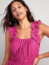 Waist-Defined Ruffle-Trimmed Mini Dress for Women | Old Navy (US)