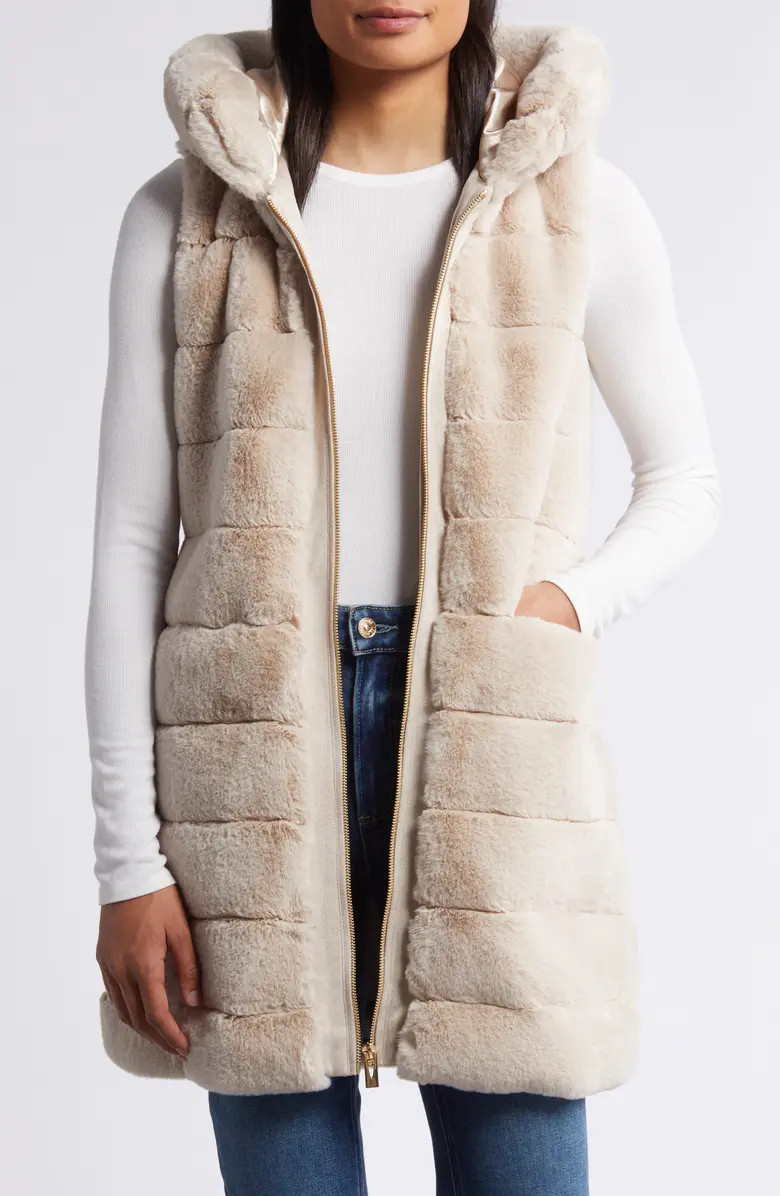 Quilted Faux Fur Hooded Vest | Nordstrom