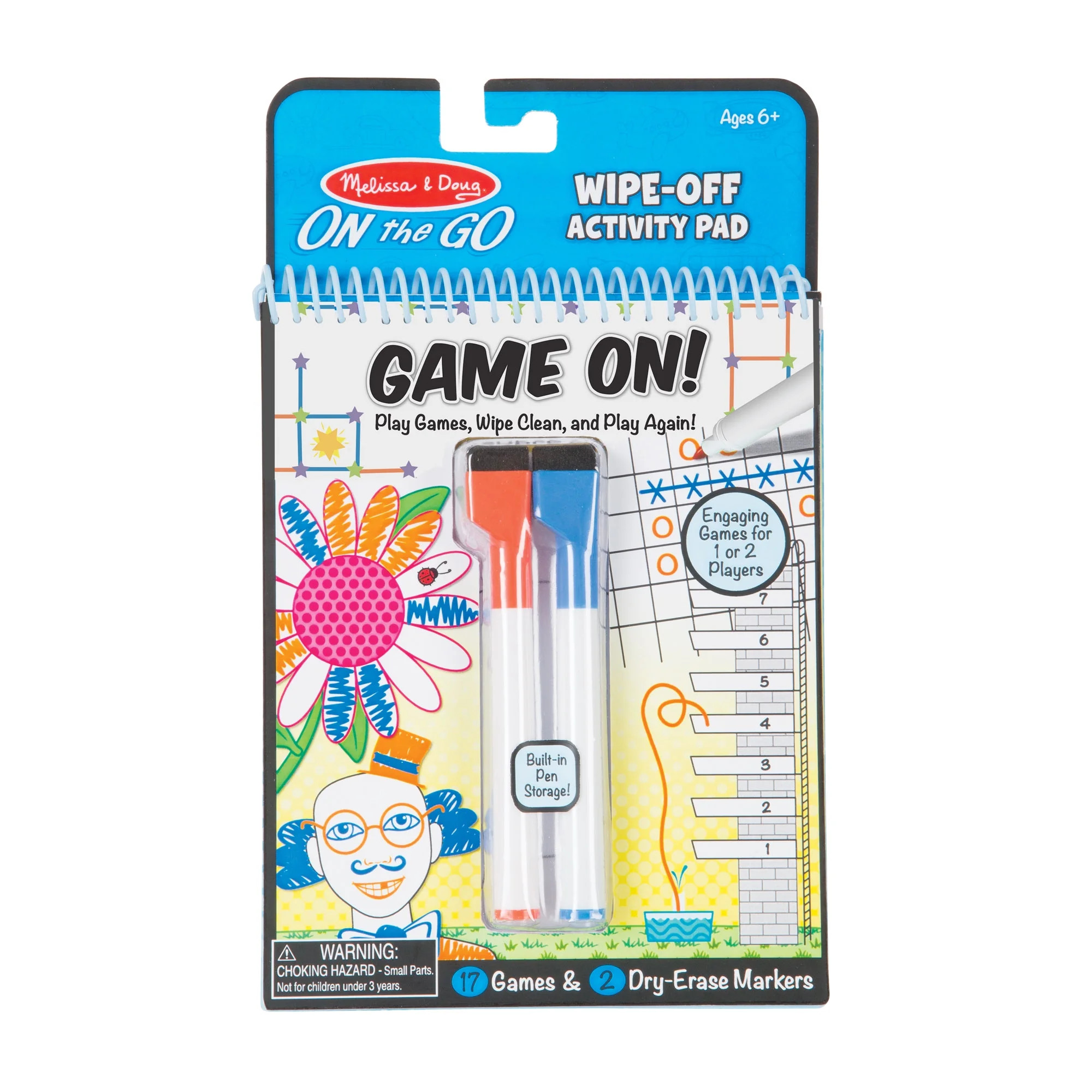 Melissa & Doug On the Go Game On! Reusable Games Wipe-Off Activity Pad Reusable Travel Toy with 2... | Walmart (US)
