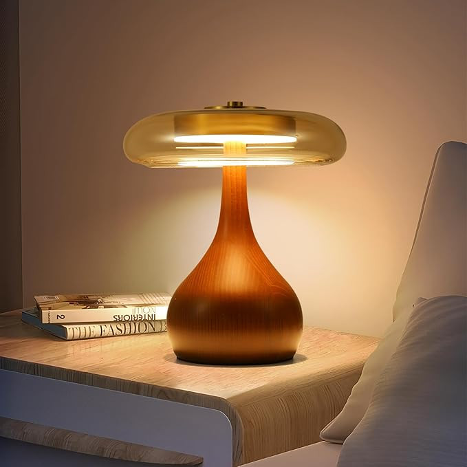 Wooden Table Lamps for Living Room - Farmhouse Lamps for Night Stands with Adjustable Brightness ... | Amazon (US)