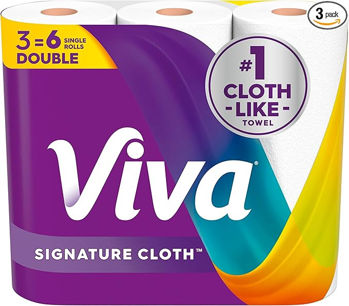 Viva Signature Cloth Paper Towels, Choose-A-Sheet Size, 3 Double Rolls, 86 Sheets per Roll (Packa... | Amazon (US)