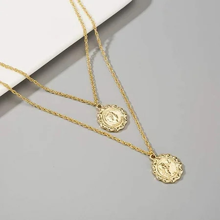 Gold Double Coin Layer Necklace | Walmart (US)