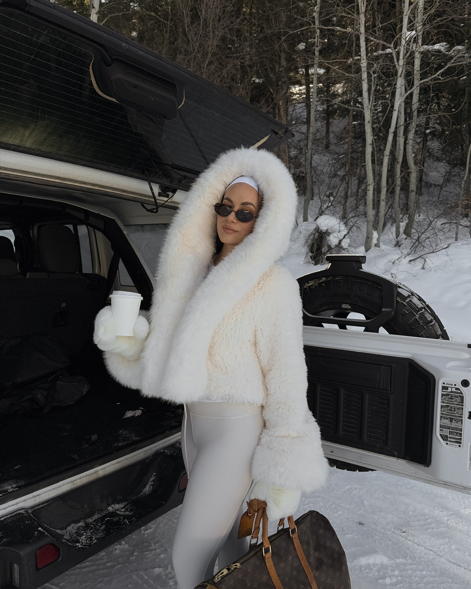 Favorite cozy all white outfit for winter - love this hooded fur coat!

#LTKootd #LTKSeasonal #LTKFindsUnder100