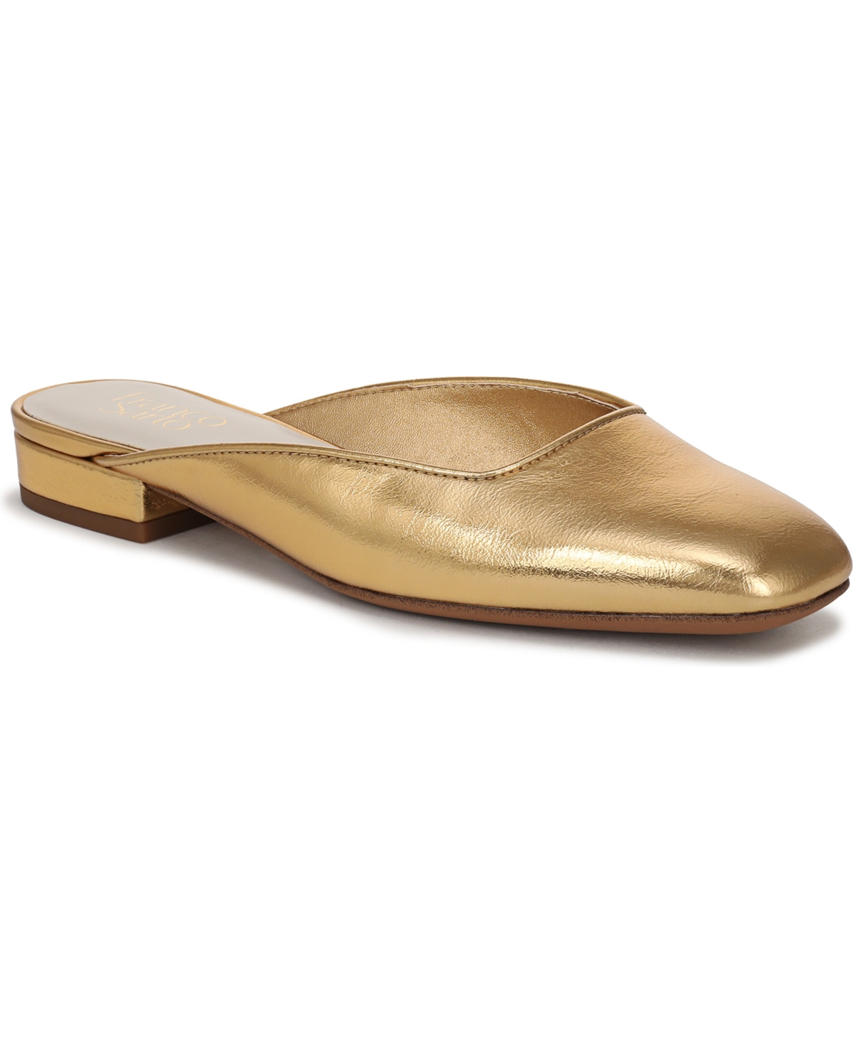 Franco Sarto Women's Dayla Square Toe Block Heel Mules - Gold Faux Leather | Macy's