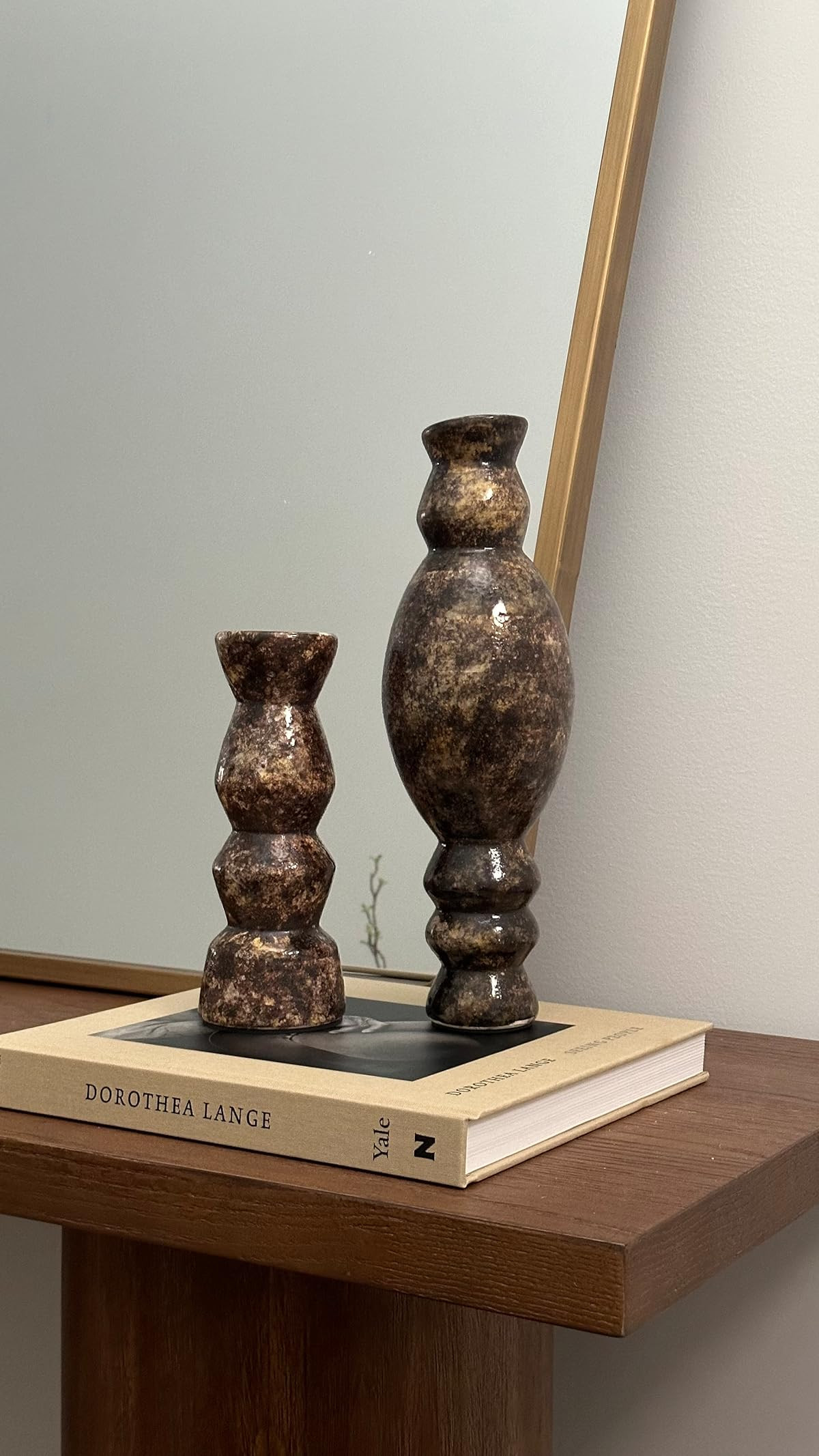 Dimdraw Yadan Art Ceramic Flower Vase Black Gold Arrangement Medieval Modern Wabi Sabi Tea Room Z... | Amazon (US)