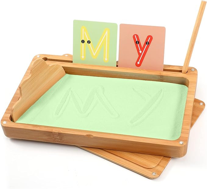 Sand Tray for Classroom Wooden Montessori Sand Tray with Lid for Kids Writing Letters and Numbers... | Amazon (US)