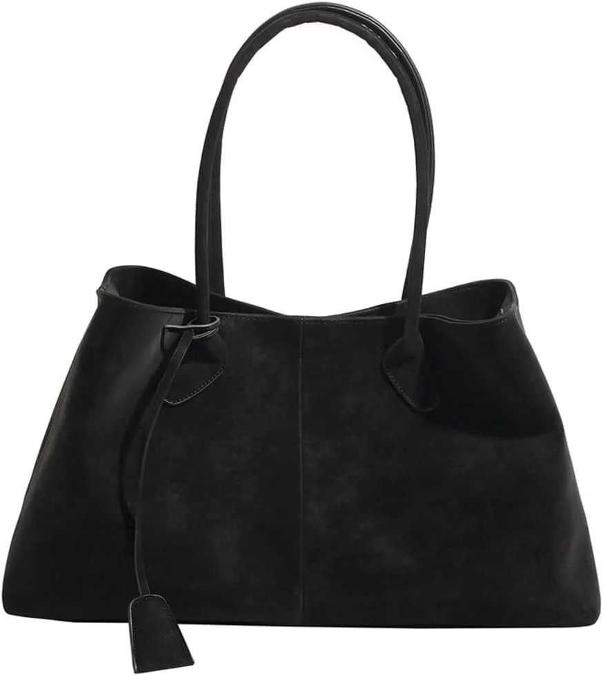 Trendy Suede Shoulder Bag for Women Casual Purse Large Tote Bag Handbag Top Handle Satchel Commut... | Walmart (US)