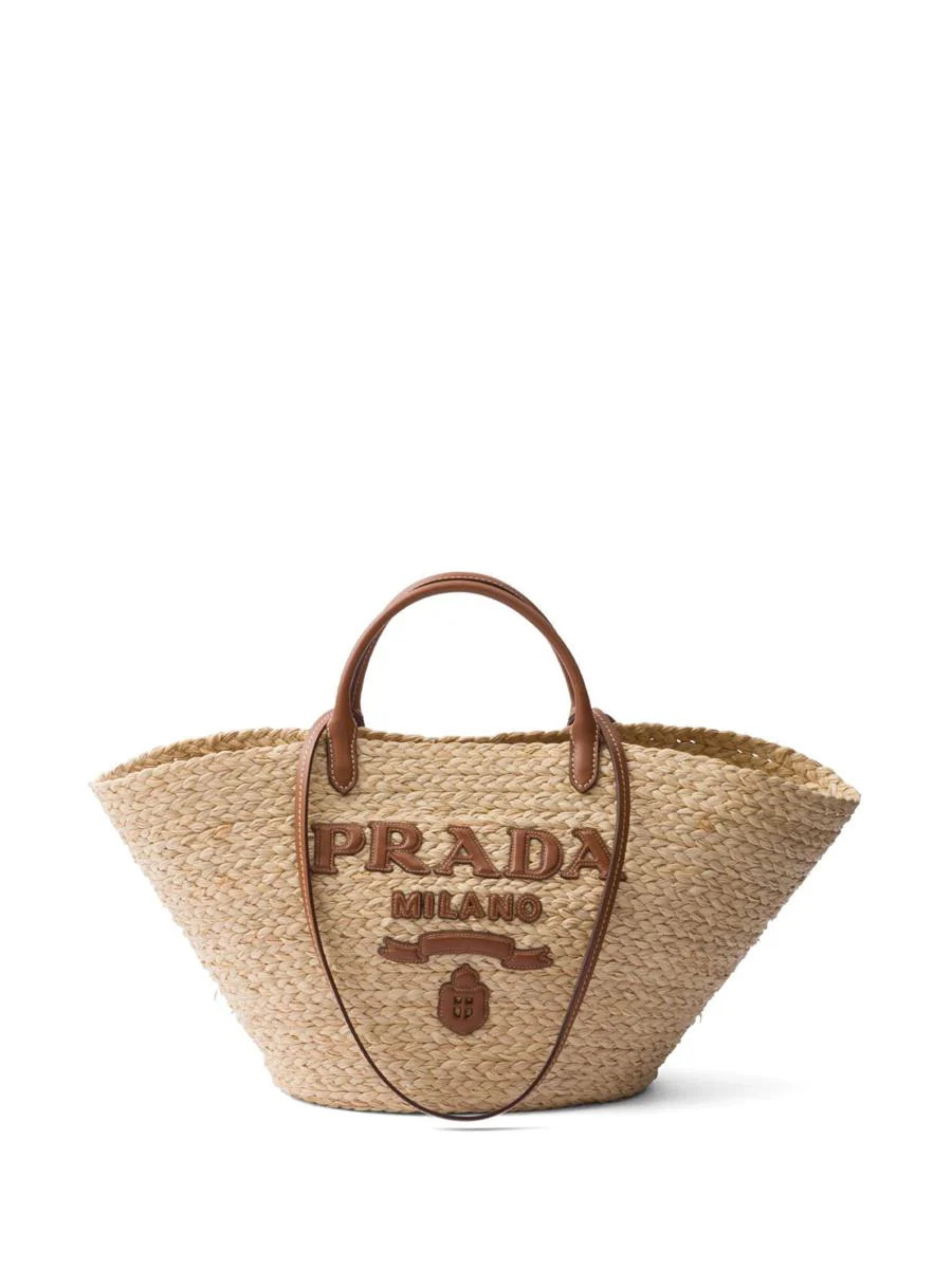 Prada Logo-Appliqué Woven Tote Bag | Baltini