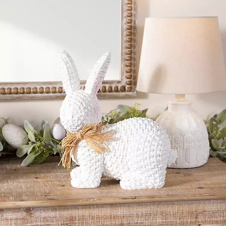 White Wicker Bunny Decoration | Kirkland's Home