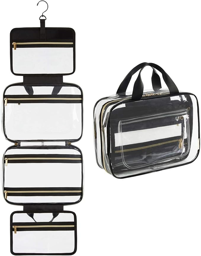 BAGSMART Toiletry Bag Travel Bag with Hanging Hook, Water-resistant Makeup Cosmetic Bag Travel Or... | Amazon (US)