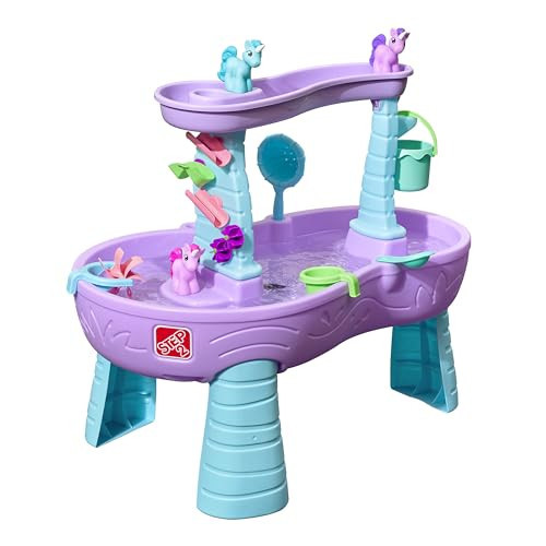 Step2 Rain Showers and Unicorns Water Table, Kids Water and Sand Activity Sensory Playset, Summer Outdoor Toys, 13 Piece Water Toy Accessories, for Toddlers 1.5+ Years Old, Blue & Purple | Amazon (US)