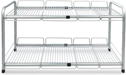 Surpahs 2 Tier Under Sink Expandable Shelf Organizer, Storage Rack (Silver) | Amazon (US)