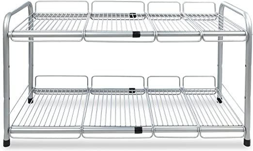 Surpahs 2 Tier Under Sink Expandable Shelf Organizer, Storage Rack (Silver) | Amazon (US)