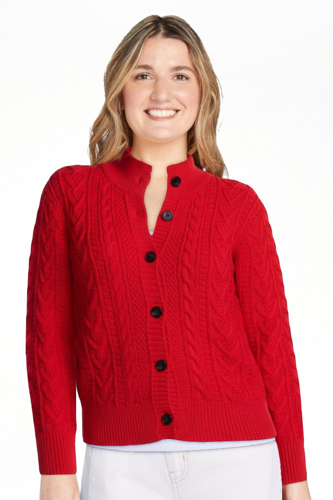 Scenario Woman's Cable Cardigan Sweater with Long Sleeves, Mid-weight, Sizes XS-XXXL | Walmart (US)