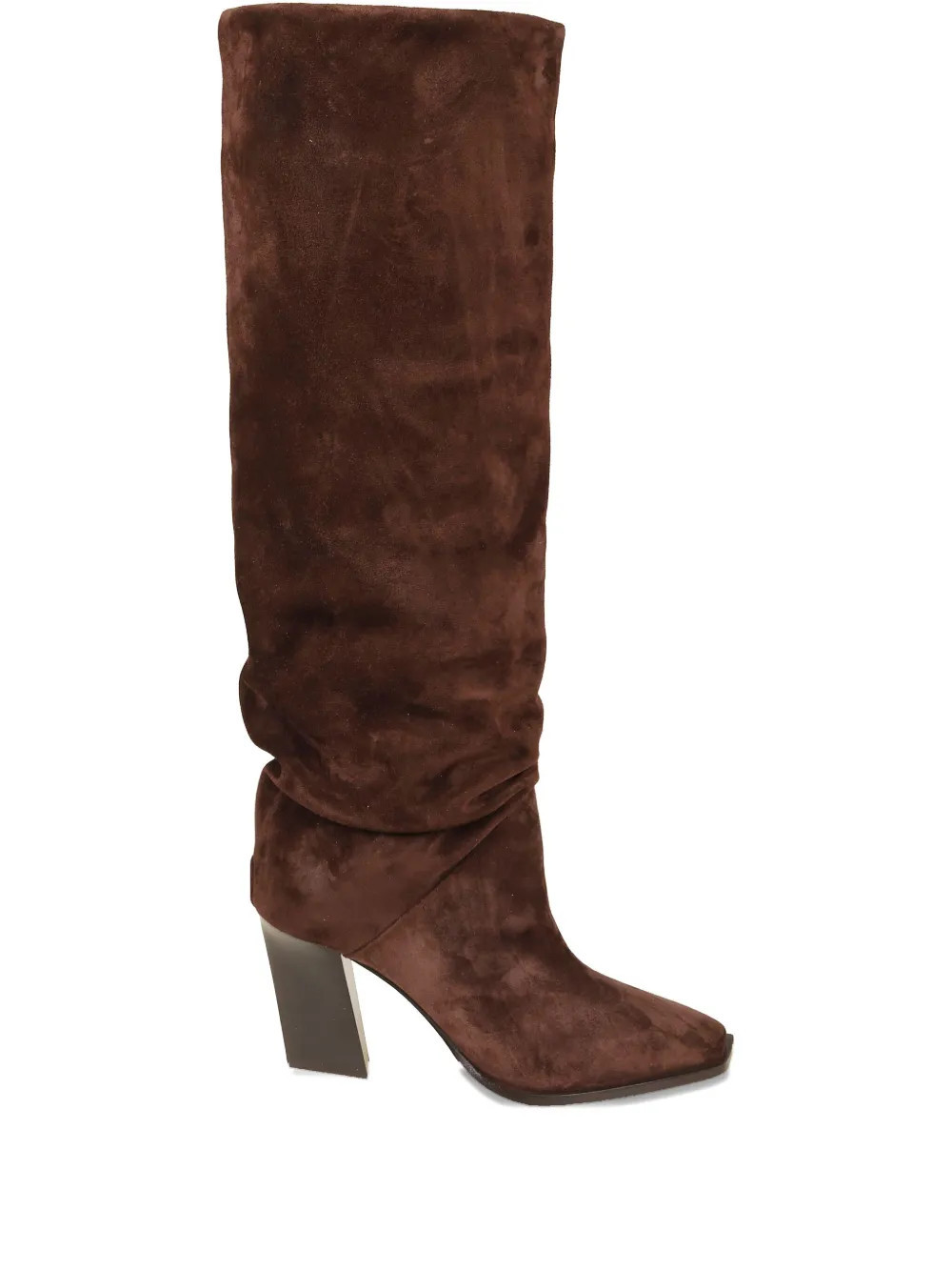 Jimmy Choo 85mm square-toe suede knee-high boots - Brown | Farfetch Global