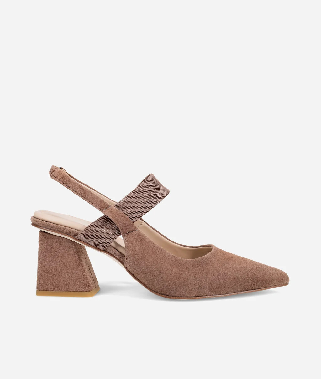 Imelde Slingback Pump Taupe Suede and Mesh | Pelle Moda