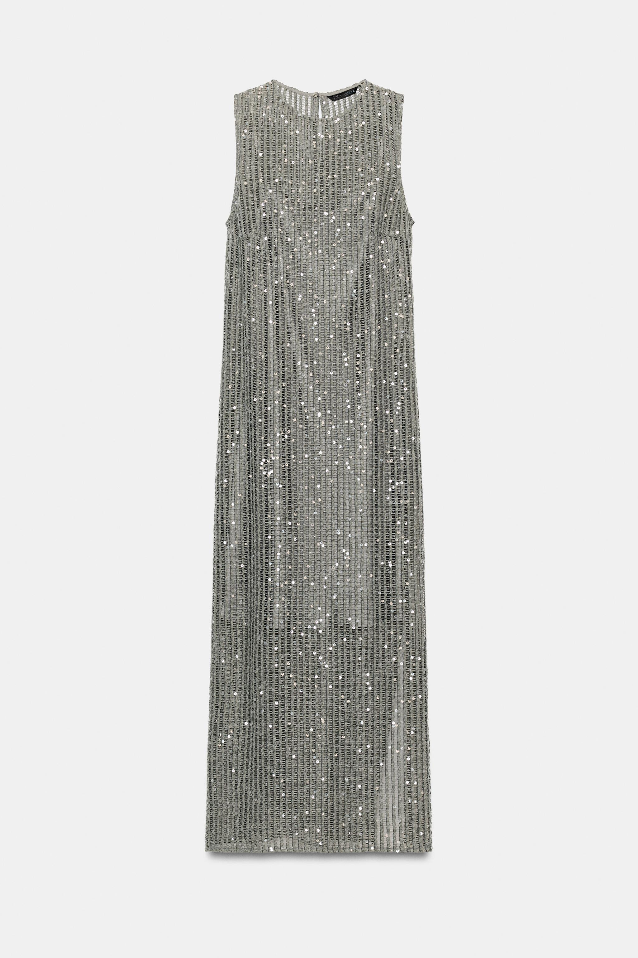 Model height: 183 cmSequin dress with a round neck and sleeveless design. Featuring lining, side ... | Zara UK