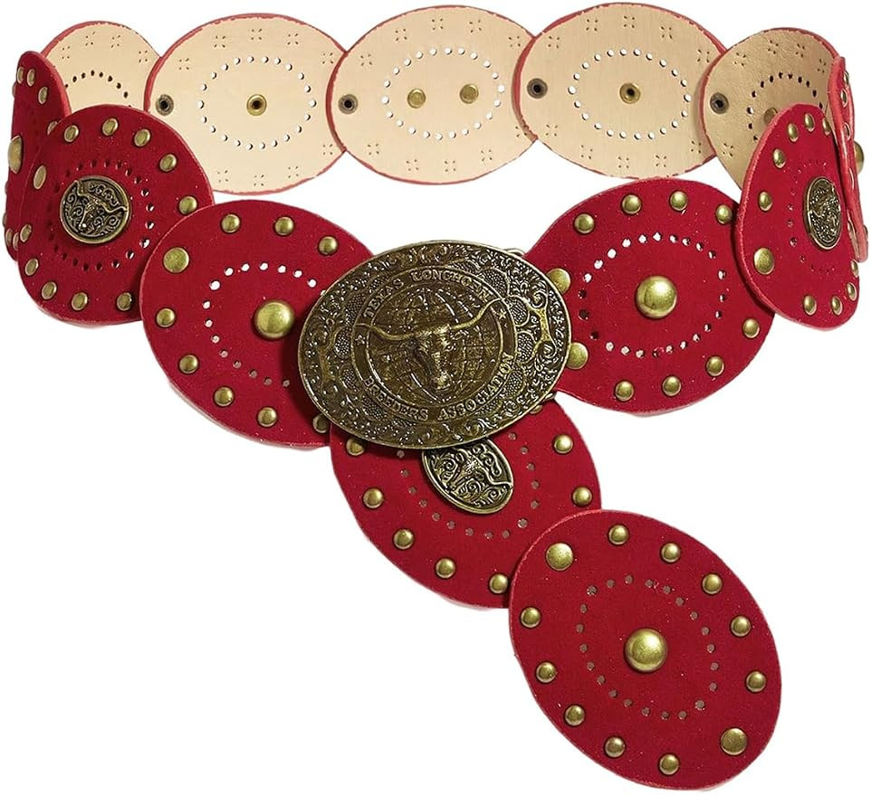 Women's Western Boho Metal Rivets Waist Belts Hollow Out Vintage Cowgirl Belt | Amazon (US)