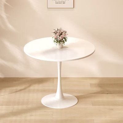 Sapphtopaz Round Dining Table Tulip Kitchen Table Steel Base Tulip Round for Dining Room, White | Target