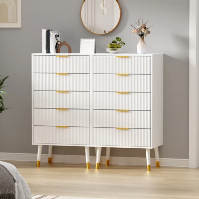 5 Drawer Dresser for Bedroom, Modern Closet Dressers Chest of Drawers, Storage Dresser Chest Cabinet Organizer Unit, Dresser for Bedroom(2PCS) | Target