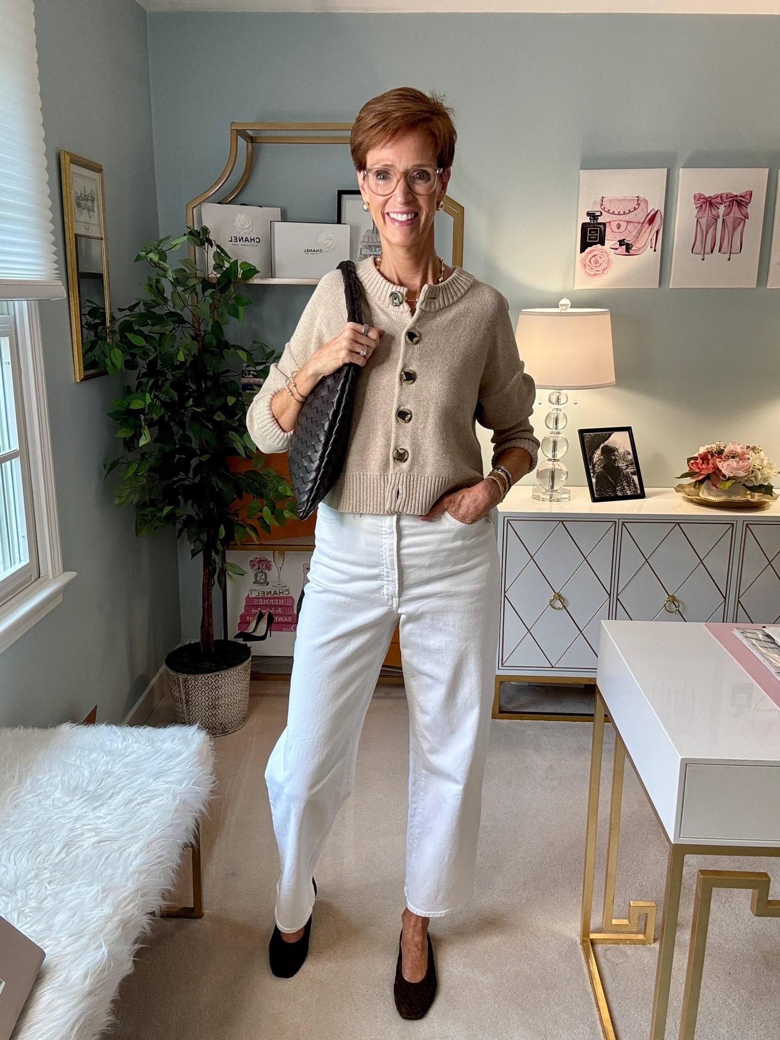 Consider this your permission slip NOT to pack away your white jeans after Labor Day.
White denim can absolutely work for fall — the trick is making the rest of the outfit feel like the new season.

For this simple fall outfit, I paired white jeans with a beige cotton cardigan and brown woven suede flats. Those warmer neutrals instantly take the white denim out of summer territory without making the outfit feel heavy or complicated.

And that is exactly the kind of style I want more of this fall: classic, wearable outfits made from pieces you can actually wear in real life.

SAVE this one for the next time you think you have nothing to wear with your white jeans, and SEND it to the friend who still believes they have to disappear after Labor Day.

And if classic, everyday outfit ideas are your kind of style, FOLLOW along. I have plenty more coming.

So tell me: WHITE JEANS AFTER LABOR DAY — yes or absolutely not?

#ClassicStyle #WhiteJeansOutfit #FallOutfitIdeas #StyleOver50

#LTKootd #LTKOver40 #LTKTall