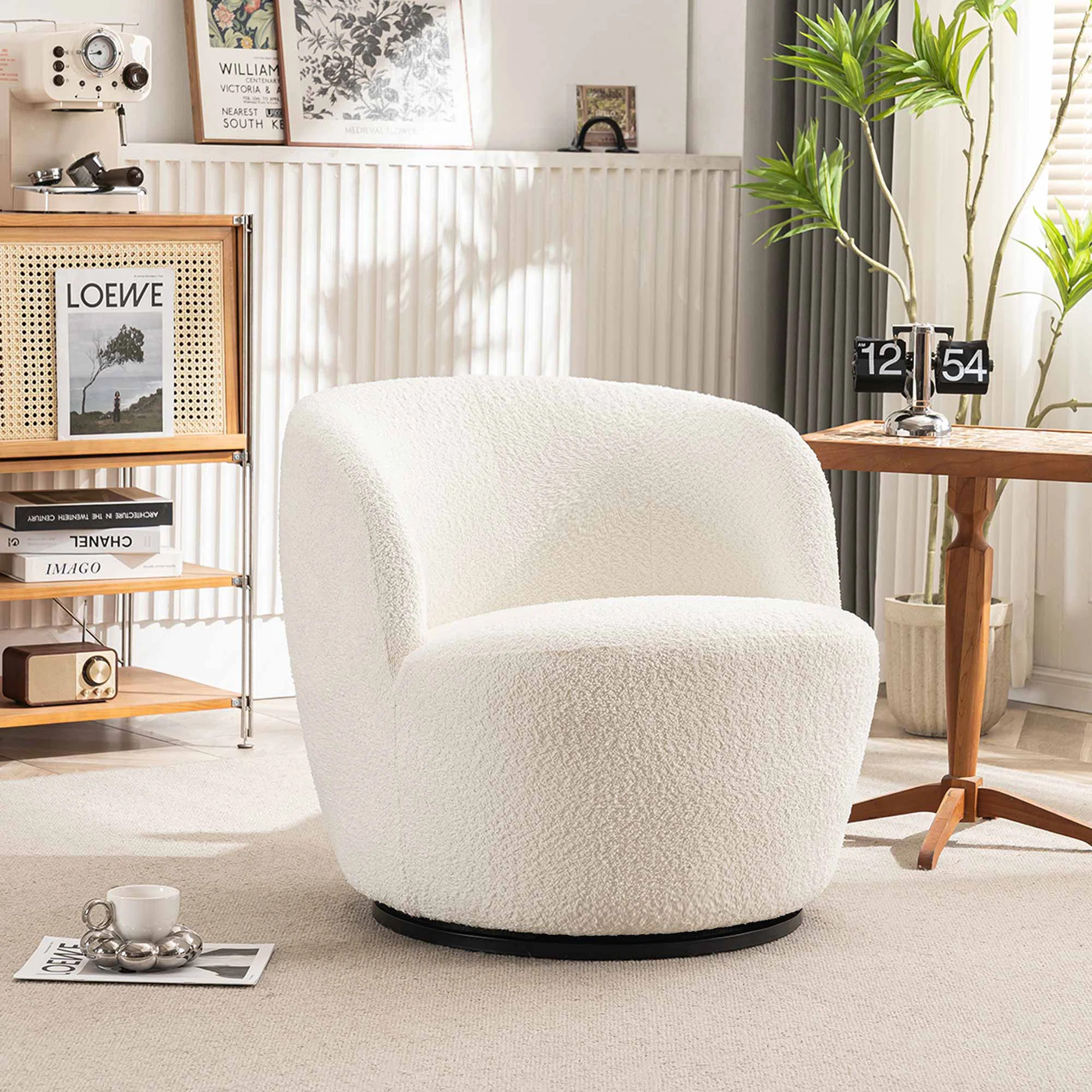 Ivy Bronx Hadriel Small Swivel Chair,Full Assembled Boucle Upholstered Fabric Barrel Chair,Small ... | Wayfair North America