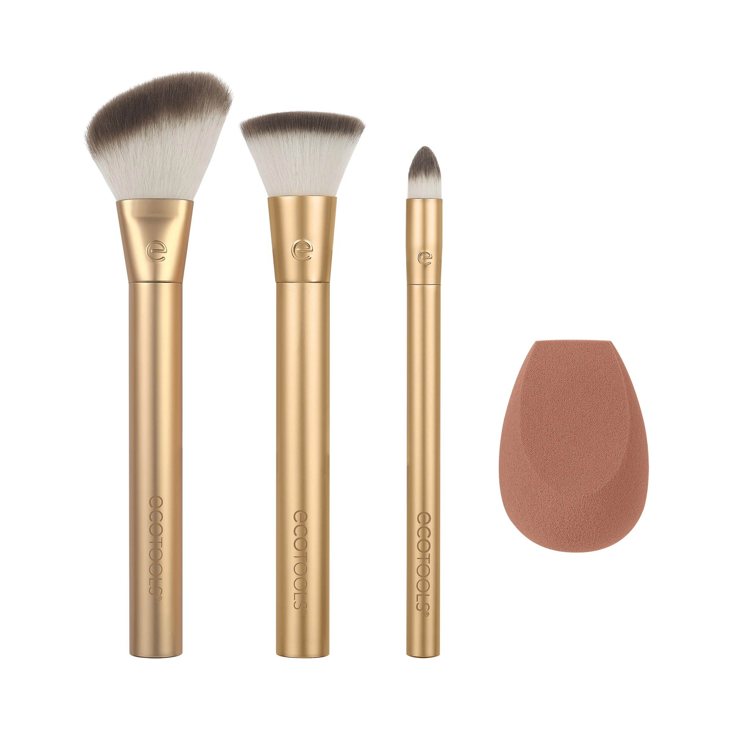 EcoTools Precious Metals Face Blend + Sculpt Kit, Face Makeup Brushes, 4 Piece Set | Walmart (US)