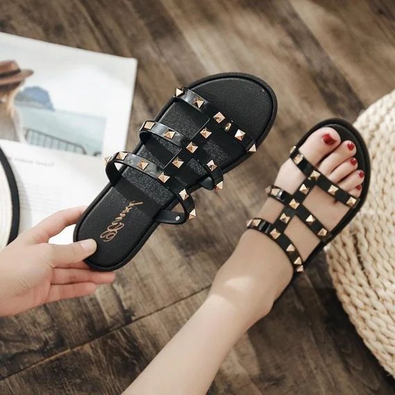 Fashion Women Slides Summer Rivet Slippers Women Shoes Flip | Etsy | Etsy (US)