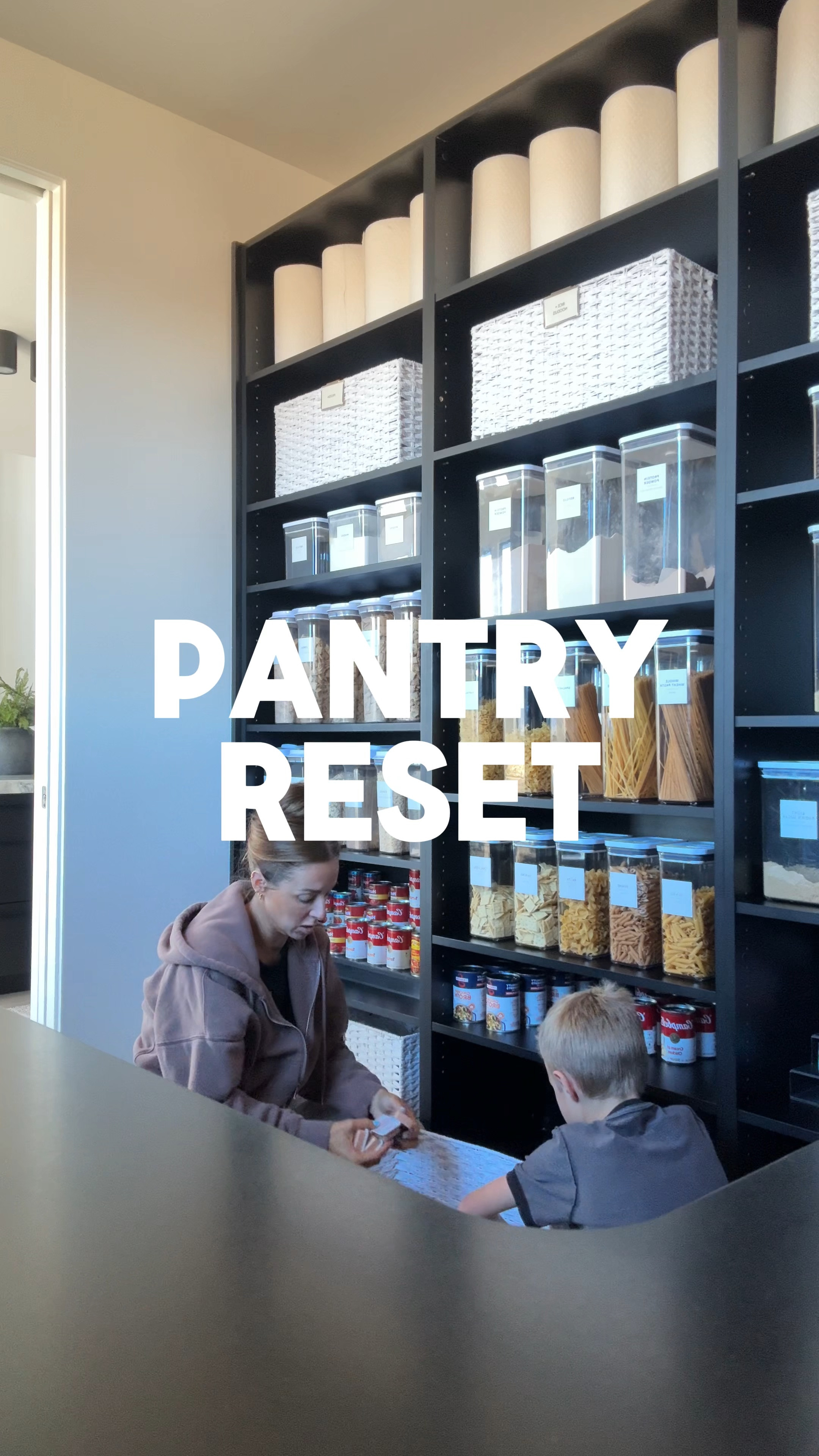 Boogie helped me reset our pantry for the new year!! Linking all my favorite pantry organization!