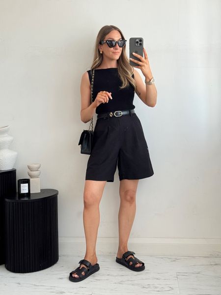 All black summer outfit with my new tailored shorts 🖤

True to size- I wear XS
Top is size xs
Belt is 75

Sandals are Hermes Chypre so I’ve linked some alternatives! 


#LTKstyletip #ThisIsMyBestT #LTKxUNIQLO