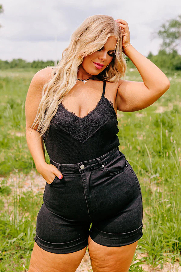 Try To Flirt Lace Trim Bodysuit Curves | Impressions Online Boutique