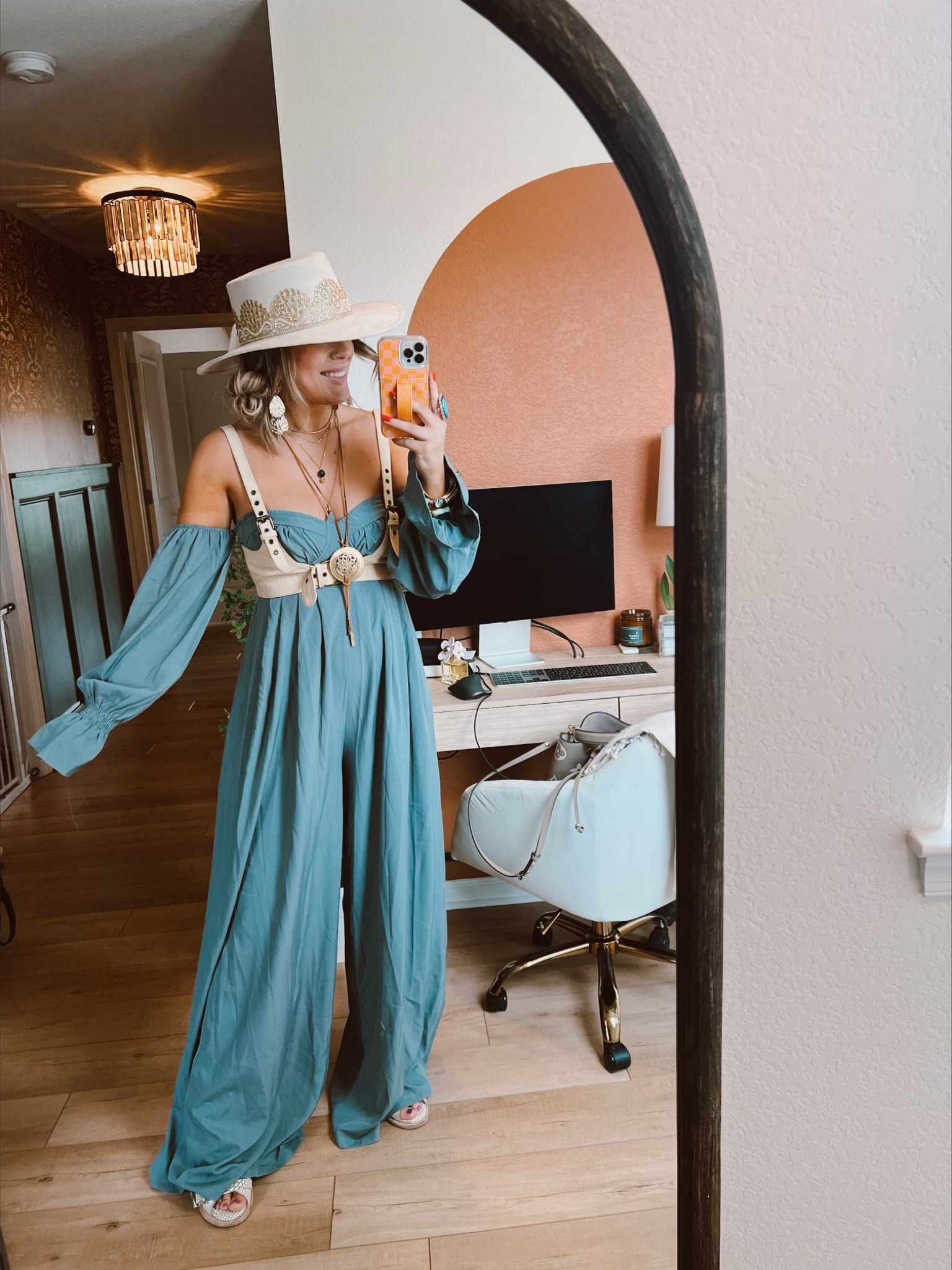 Todays Look for the Blue Mercury Event!
Outfit details-
Jumpsuit- Pretty Little Things 
Harness- Free People 
Necklace-Twisted Silver
Shoes- Free Birds
Earrings- Impressions
Hat- Hat n Roses Etsy 

#LTKshoecrush #LTKstyletip #LTKunder100