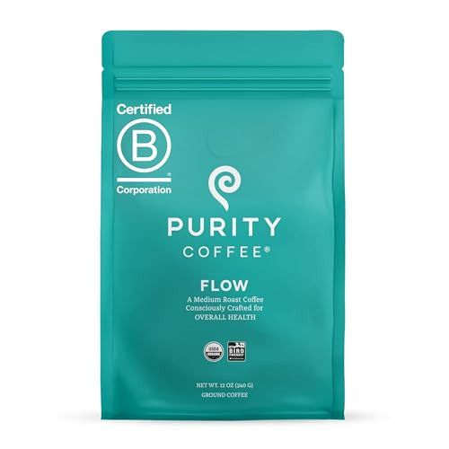 Purity Coffee FLOW Original Medium Roast Ground Coffee for Focus and Clean Energy - USDA Organic and Third-Party Tested for Antioxidants, Mold, Mycotoxins and Pesticides - 12oz | Amazon (US)