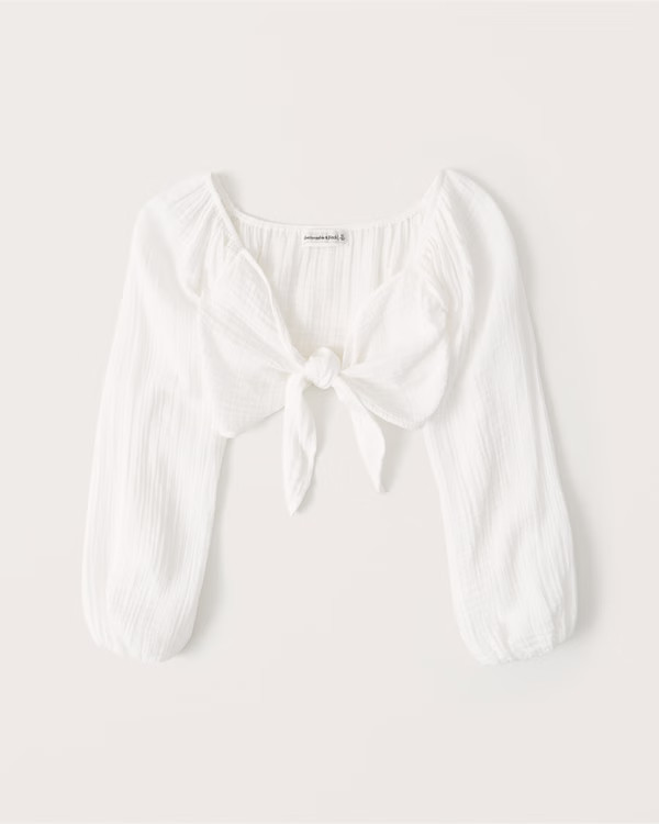 Off-The-Shoulder Gauzy Beach Top | Abercrombie & Fitch (US)