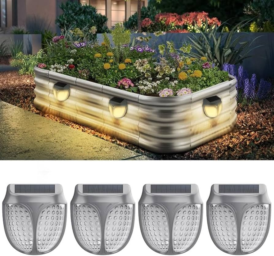 Raised Garden Bed Solar Lights, Magnetic Dusk to Dawn, 4 Pack | Amazon (US)