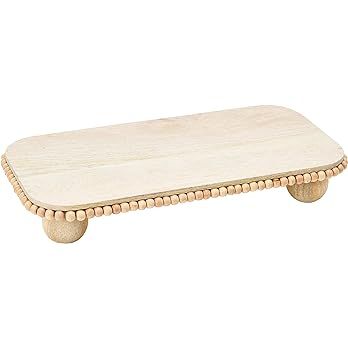 Creative Co-Op Mango Beads Modern Footed Serving Tray/Decorative Wood Dessert Table, Natural Colo... | Amazon (US)