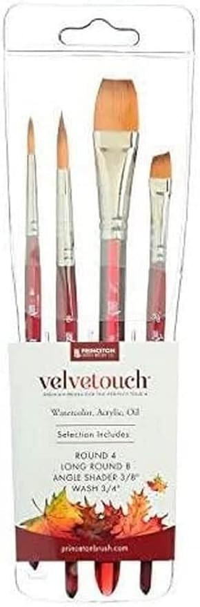 Princeton Velvetouch, Series 3950, Paint Brush for Acrylic, Oil and Watercolor, Set of 4 | Amazon (US)