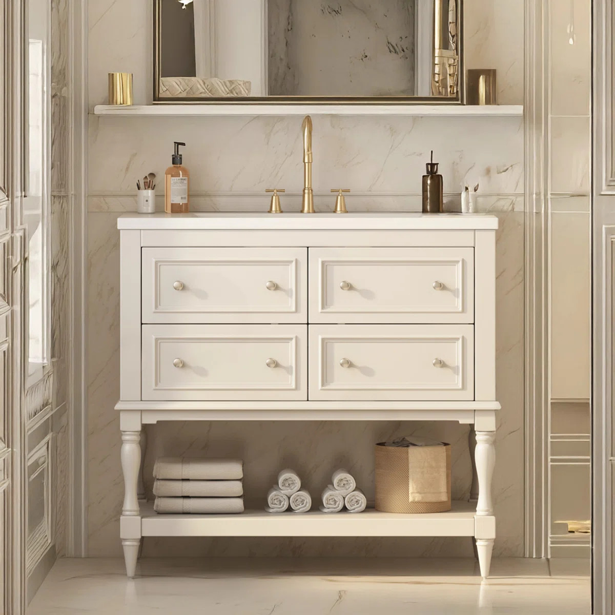 Freestanding Bathroom Vanity Set with 4 Drawers | Wayfair North America