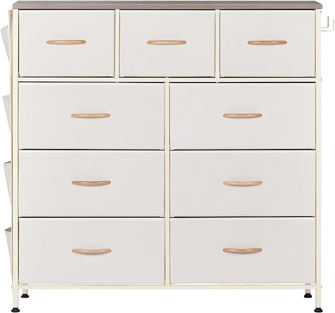 Dresser for Bedroom with 9 Drawers, Fabric Dresser Organizer Units, Wide Chests of Drawers with F... | Amazon (US)
