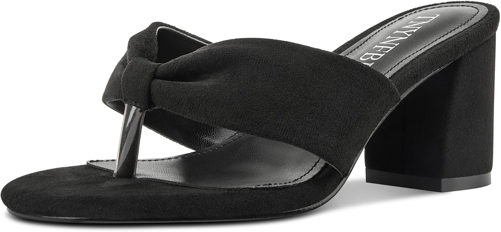 TNYNFBEB Womens Chunky Block Mid Heel Open Toe flip flop Sandals Thong Slip-on Prom Dress Basic C... | Amazon (US)