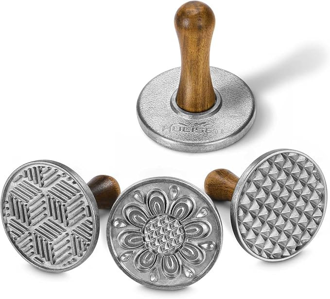 HULISEN Cookie Stamps Set of 4, Metal Cookie Press Mold with Wooden Handle, Decorating Supplies f... | Amazon (US)