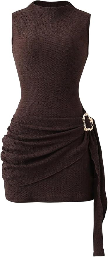 SOLY HUX Women's Mock Neck Bodycon Mini Dress Cocktail Going Out Dresses | Amazon (US)