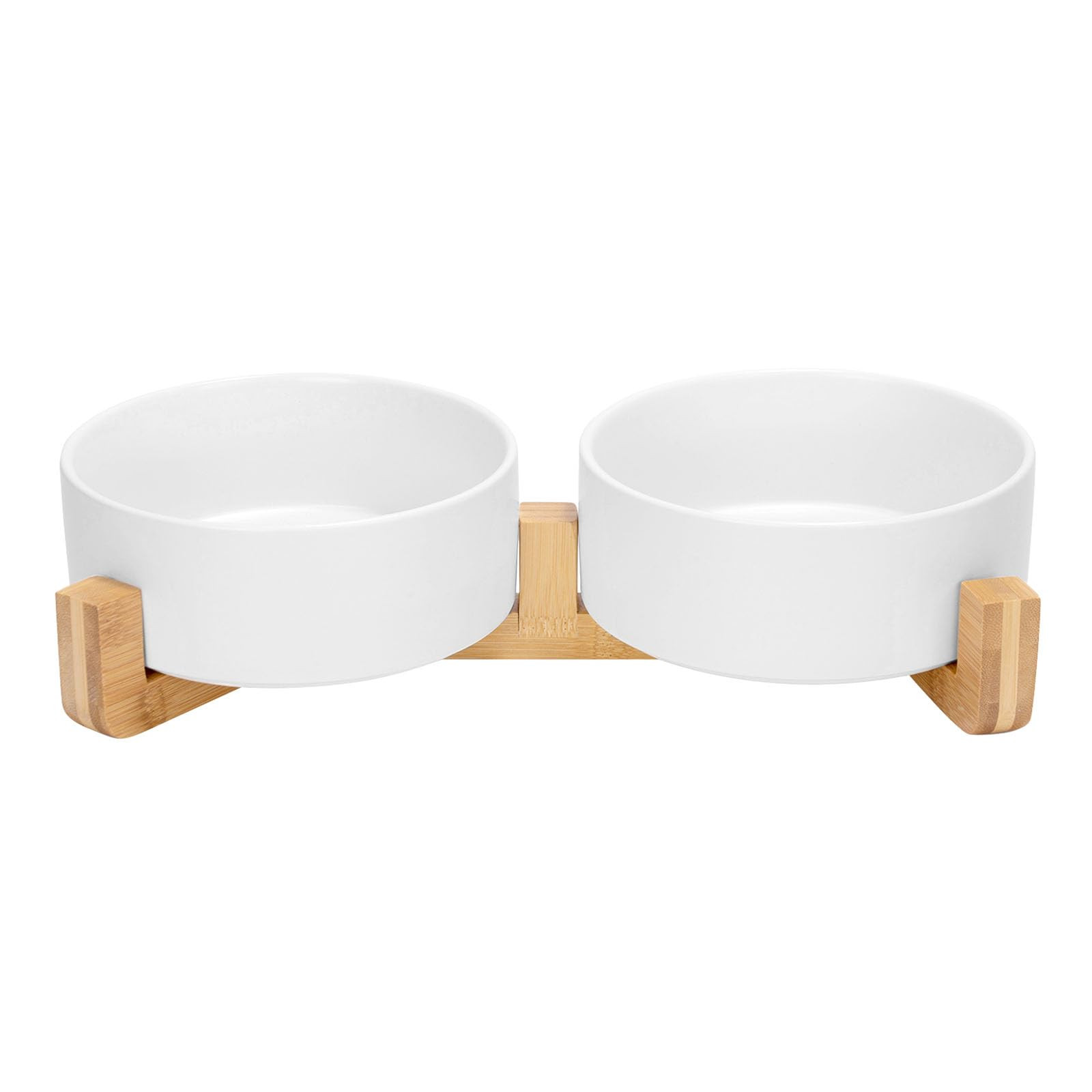 SPUNKYJUNKY Ceramic Dog and Cat Bowl Set with Wooden Stand, Modern Cute Weighted Food Water Bowl ... | Amazon (US)