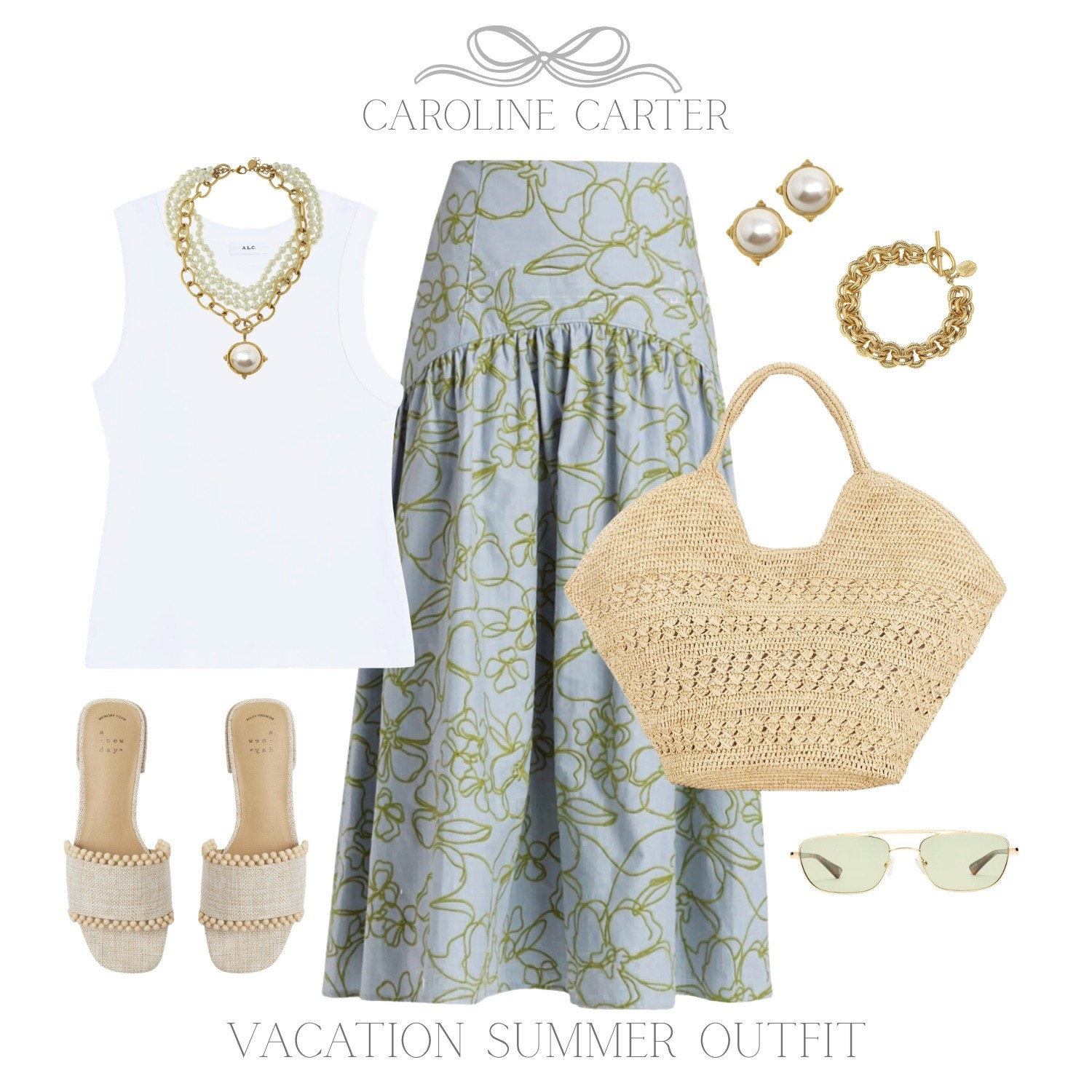 Easy coastal chic for summer getaways 🤍

vacation style, coastal chic, blue and green outfit, midi skirt outfit, white tank outfit, straw bag, neutral sandals, gold jewelry, pearl jewelry, resort wear, beach vacation outfit, effortless style, chic summer look, feminine outfit, summer outfits

#LTKTravel #LTKSeasonal