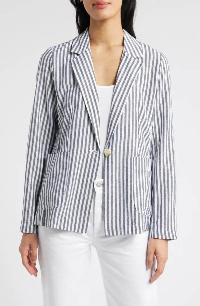 Stripe Linen Blend Blazer | Nordstrom