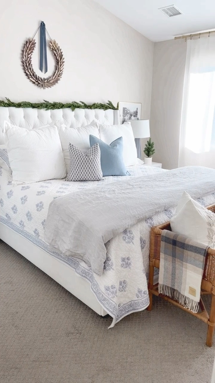 Block print bedding, Christmas bedroom, bedroom design, bedding, coastal decor, home decor 

#LTKHome #LTKSeasonal #LTKHoliday
