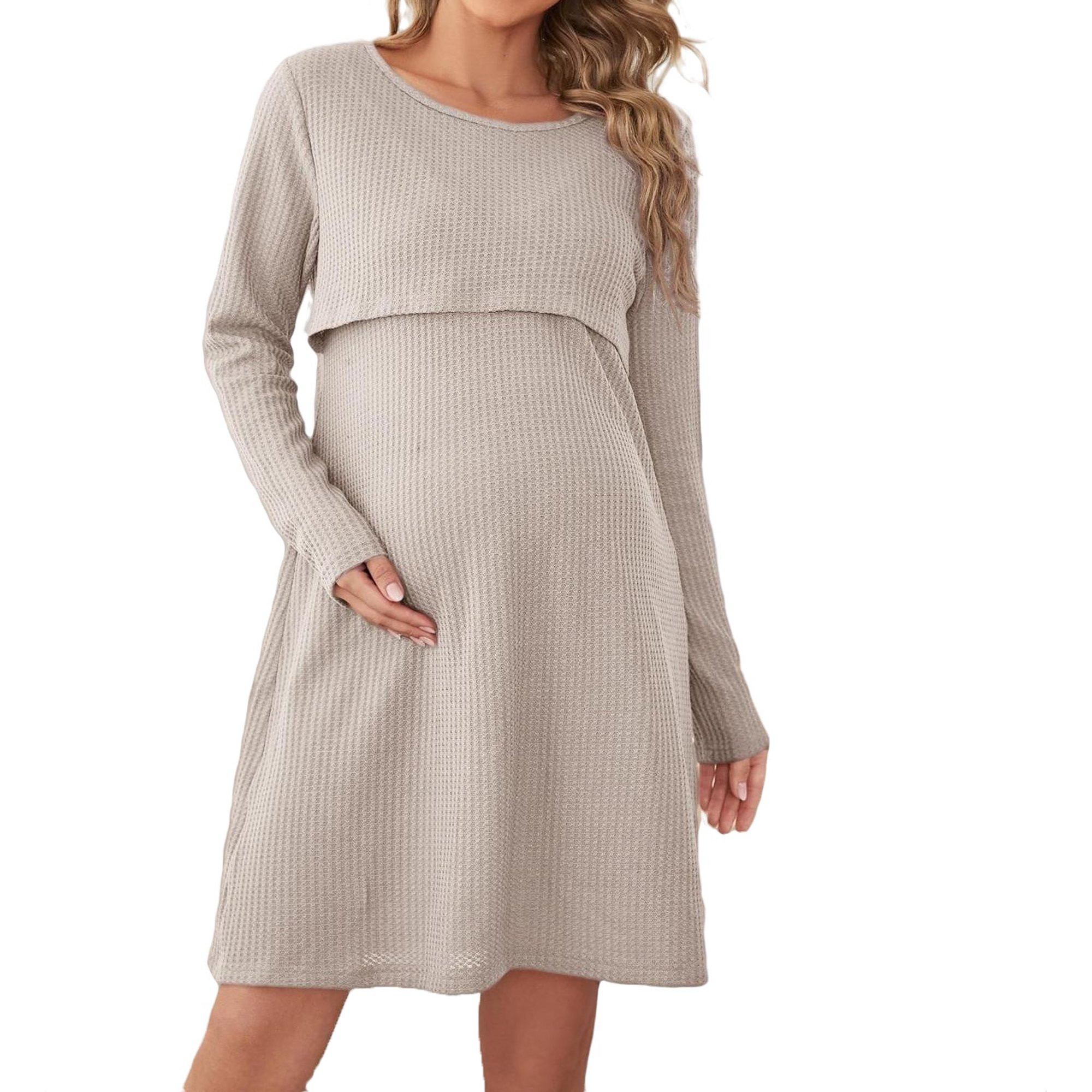 Maternity Loungewear Nursing Lounge Dress Light Grey XL | Walmart (US)