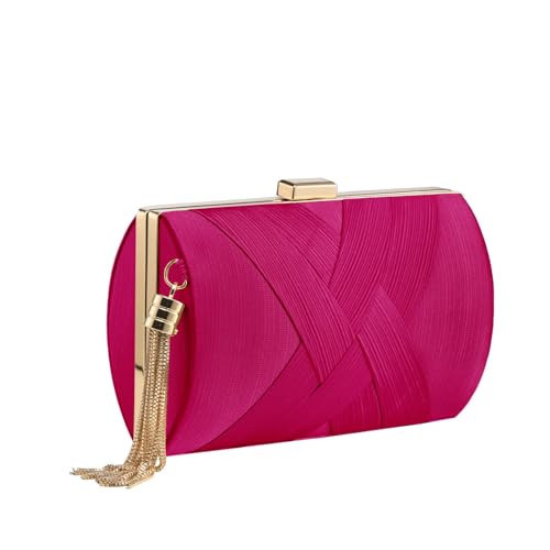 YAPAIOU Clutch Purses For Women Tassel Evening Clutch bag Cross Body & Shoulder Bag For Wedding Night out Party Pink | Amazon (US)