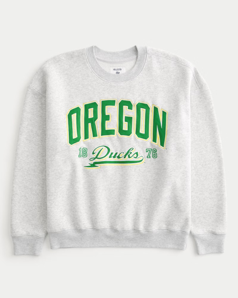 Boxy University of Oregon Ducks Graphic Crew Sweatshirt | Hollister (US)